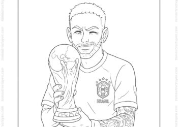 Tranh tô màu Neymar cầm cúp