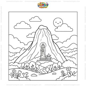 Tranh tô màu núi Bà Đen cho bé