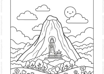 Tranh tô màu núi Bà Đen cho bé