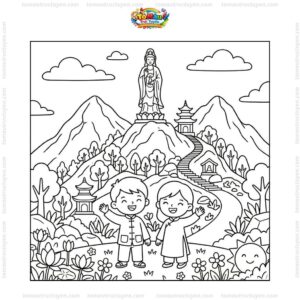 Tranh tô màu núi Bà Đen đẹp