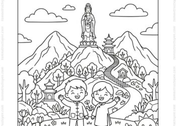 Tranh tô màu núi Bà Đen đẹp