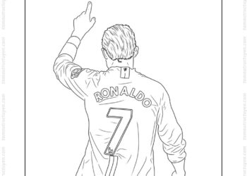 Tranh tô màu Ronaldo áo đỏ