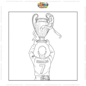 Tranh tô màu Ronaldo cầm cúp