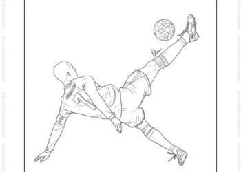 Tranh tô màu Ronaldo sút bóng