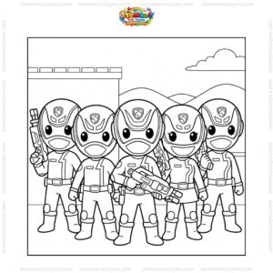 Tranh tô màu siêu nhân cảnh sát SPD chibi