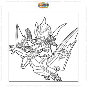 Tranh tô màu siêu nhân khủng long chibi