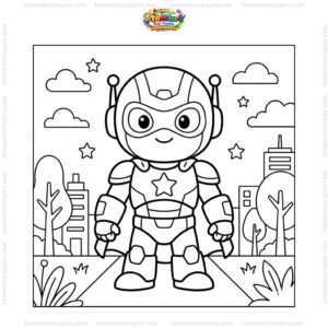 Tranh tô màu siêu nhân robot cute