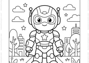 Tranh tô màu siêu nhân robot cute