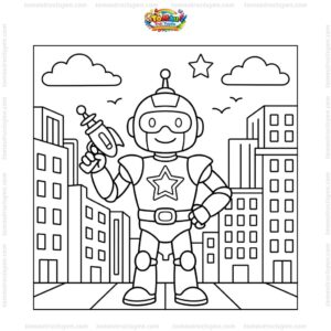 Tranh tô màu siêu nhân robot đơn giản