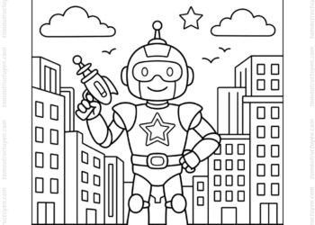 Tranh tô màu siêu nhân robot đơn giản