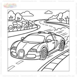 Tranh tô màu siêu xe Bugatti