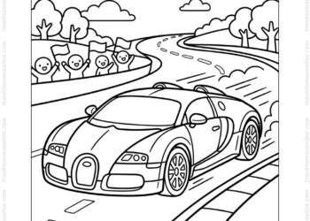 Tranh tô màu siêu xe Bugatti