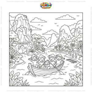 Tranh tô màu động Phong Nha sông Son