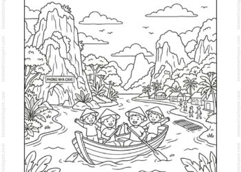 Tranh tô màu động Phong Nha sông Son