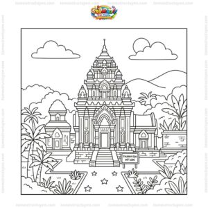 Tranh tô màu Thánh địa Mỹ Sơn cho bé