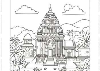 Tranh tô màu Thánh địa Mỹ Sơn cho bé