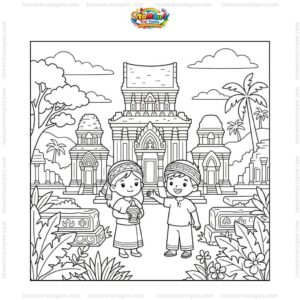 Tranh tô màu Thánh địa Mỹ Sơn đẹp