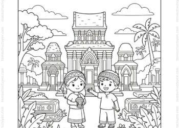 Tranh tô màu Thánh địa Mỹ Sơn đẹp