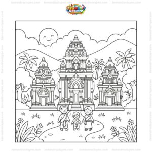 Tranh tô màu Thánh địa Mỹ Sơn đơn giản