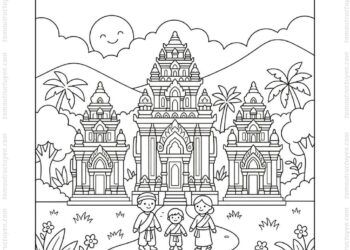 Tranh tô màu Thánh địa Mỹ Sơn đơn giản