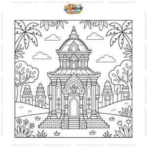 Tranh tô màu tháp cổ Thánh Địa Mỹ Sơn