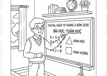 Tranh tô màu thầy giáo viết bảng