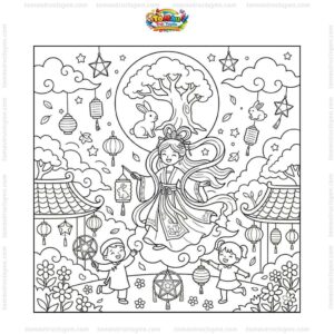 Tranh tô màu Trung Thu chị Hằng