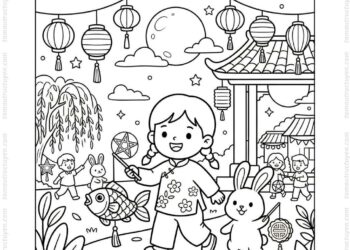 Tranh tô màu Trung Thu cho bé
