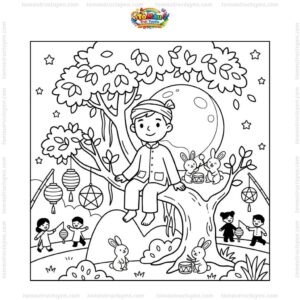 Tranh tô màu Trung Thu chú Cuội