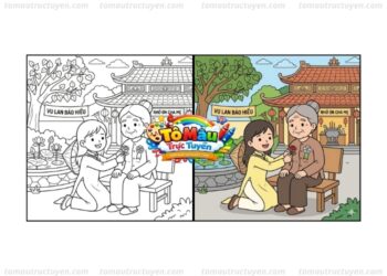 tranh tô màu vu lan báo hiếu
