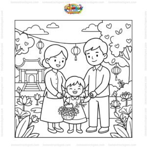 Tranh tô màu vu lan báo hiếu cho bé