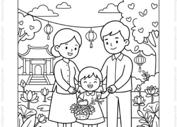 Tranh tô màu vu lan báo hiếu cho bé