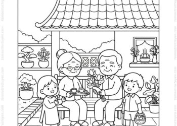Tranh tô màu vu lan báo hiếu ông bà