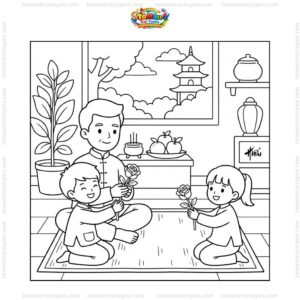 Tranh tô màu vu lan báo hiếu tặng cha