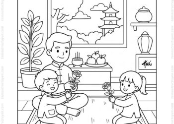 Tranh tô màu vu lan báo hiếu tặng cha