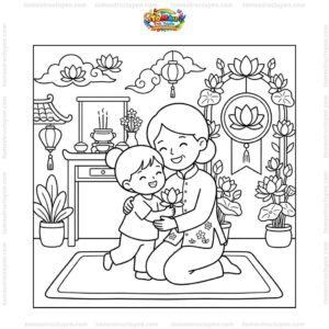 Tranh tô màu vu lan báo hiếu tặng mẹ