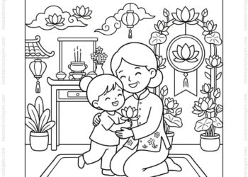 Tranh tô màu vu lan báo hiếu tặng mẹ