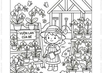 Tranh tô màu vườn hoa lan