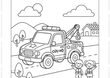 Tranh tô màu xe bán tải cứu hộ