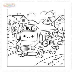 Tranh tô màu xe buýt chibi Tranh tô màu xe buýt chibi