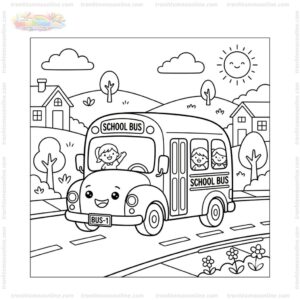 Tranh tô màu xe buýt cute Tranh tô màu xe buýt cute