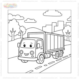 Tranh tô màu xe container cho bé