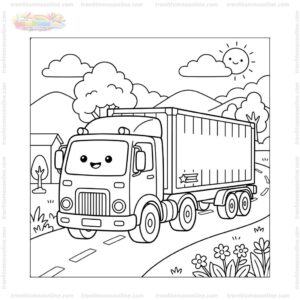 Tranh tô màu xe container đầu kéo