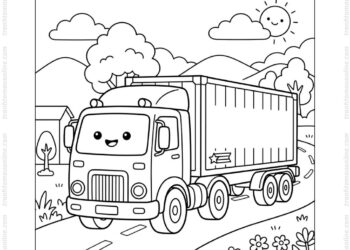 Tranh tô màu xe container đầu kéo