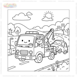 Tranh tô màu xe cứu hộ giao thông Tranh tô màu xe cứu hộ giao thông