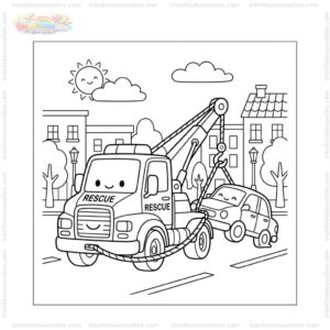 Tranh tô màu xe cứu hộ kéo xe Tranh tô màu xe cứu hộ kéo xe