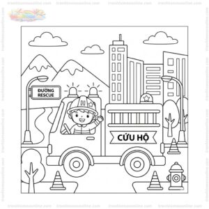 Tranh tô màu xe cứu hộ trẻ em Tranh tô màu xe cứu hộ trẻ em