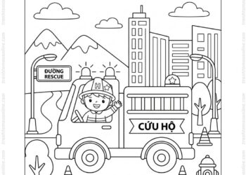 Tranh tô màu xe cứu hộ trẻ em