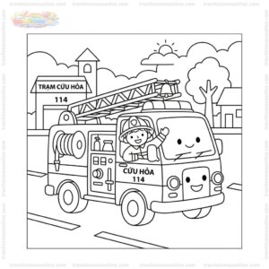 Tranh tô màu xe cứu hỏa cho bé Tranh tô màu xe cứu hỏa cho bé