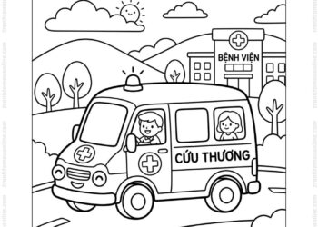 Tranh tô màu xe cứu thương đẹp